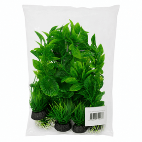 Water Plants for Aquarium Combo B 10PCS in a clear package featuring vibrant plastic aquatic plants.