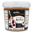 Zenkoi Pond Food Growth and Colour 5kg Bucket with premium koi food pellets and nutritional information.