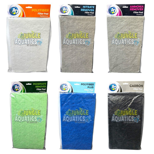 AD Filter Media Pads variety for aquariums including Polyfiber, Nitrate, Ammonia, Phosphate, Polyfiber Plus, and Carbon options.