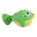 AFP Bouncy Sealife Toy plush green fish with textured spikes and rubber ball inside, perfect for dogs to fetch and cuddle.