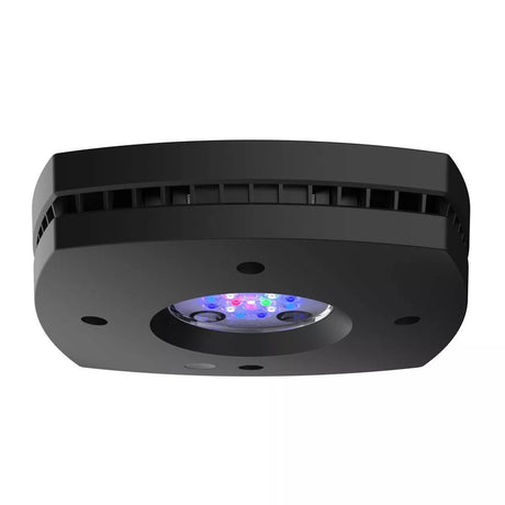 AI Prime 16 HD LED Reef Light in Black showcasing vibrant color options and optimal design for aquarium lighting.
