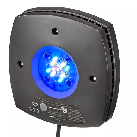 AI Prime 16 HD LED Reef Light in black with blue lights, designed for optimal aquarium illumination.