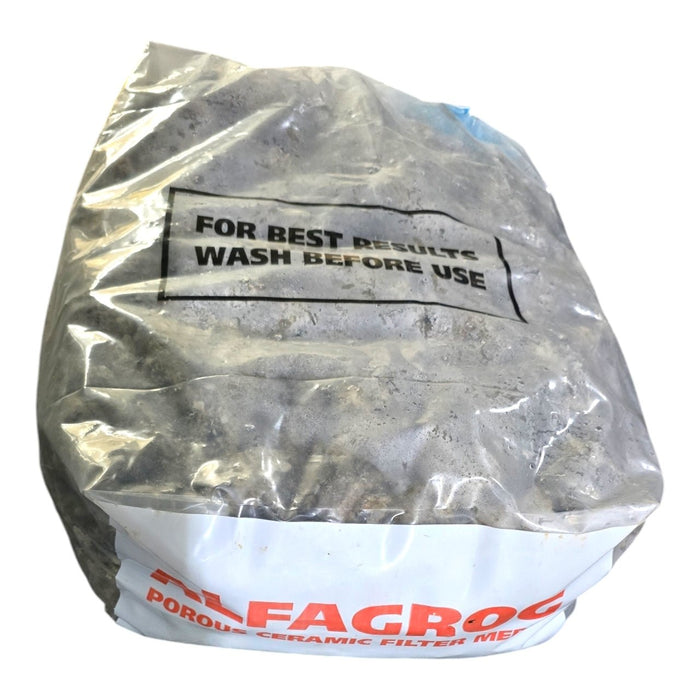 Alfagrog Biological Filter Media in a sealed bag, designed for effective water filtration and microorganism colonization.