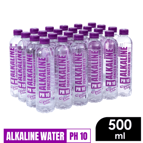 Designer Water Alkaline Ionized Water Still in 500 ml bottles with pH level 10 for optimal hydration.