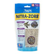 API Nitra-Zorb filtration media pouch for removing ammonia, nitrite, and nitrate in freshwater aquariums.