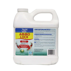 API Pond Ammo-Lock ammonia detoxifier in a clear bottle.