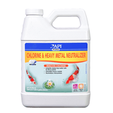 API Pond Chlorine and Heavy Metals Neutraliser bottle for making tap water safe for pond life.