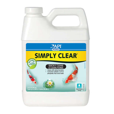 API Pond Simply Clear bacterial cleaner for ponds, quickly cleans and clears murky water in aquariums.