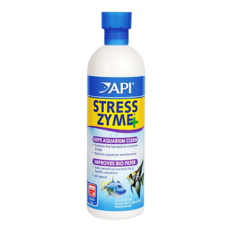 API Stress Zyme Plus bacterial cleaner for aquariums, improves bio filter and reduces maintenance.