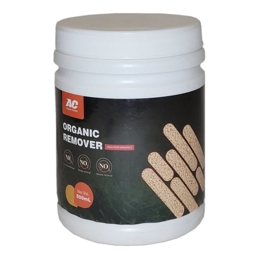 Aqua Clean Organic Remover 500ml container with macro-porous filtration technology for water purification.