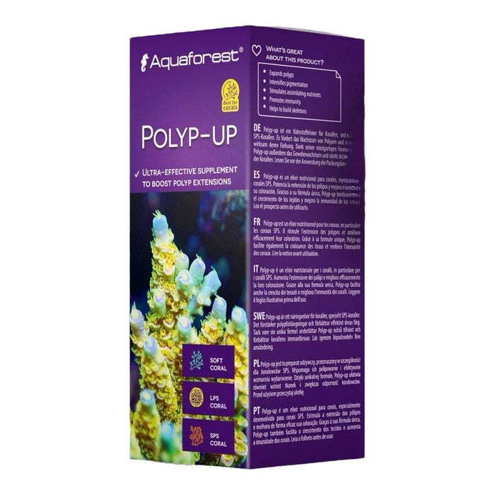 Aquaforest Polyp Up 50ml packaging, a supplement to enhance coral polyp extensions and color.