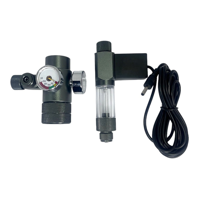 Aquapro CO2 Regulator N-Series with dual gauge and connected diffuser for precise aquarium CO2 control.