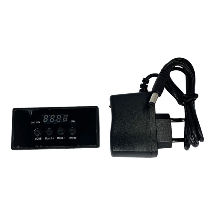 Aquapro CO2 Regulator N-Series digital control panel and power adapter for aquarium CO2 management.