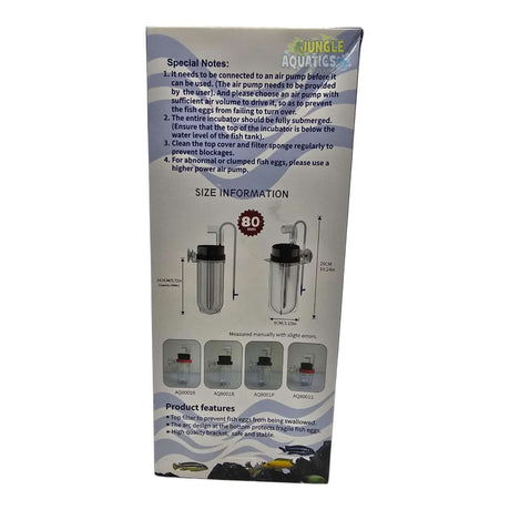 Aquarium Fish Egg Incubator - Egg Tumbler product information and features on packaging.