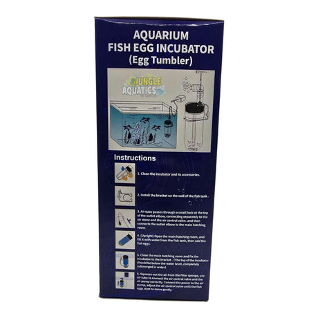 Aquarium Fish Egg Incubator - Egg Tumbler packaging with instructions and illustrations for use in fish tanks.