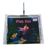 Aquarium fish net with blue handle, durable and lightweight for easy fish retrieval in freshwater and saltwater.