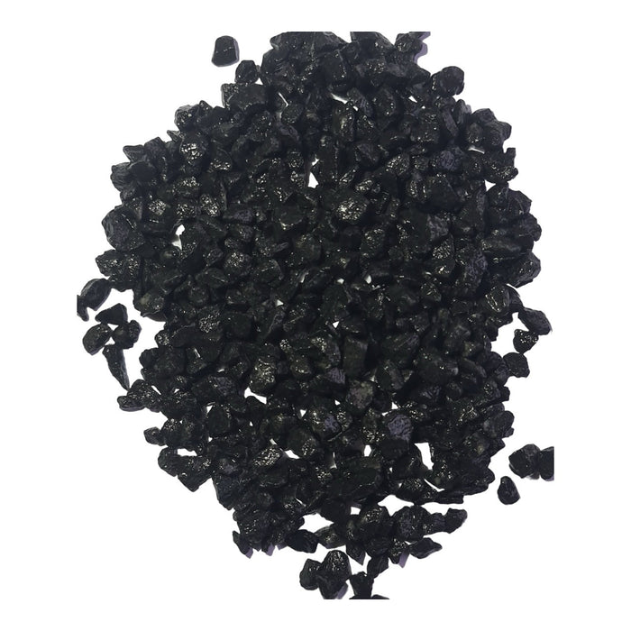 Premium natural black aquarium gravel, size 0.5-0.8mm, ideal for enhancing aquarium aesthetics.