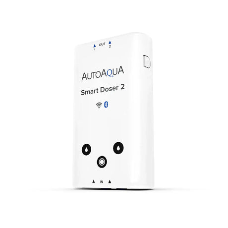 AutoAqua Smart Doser 2 Hang On Dosing Pump front view with WiFi and Bluetooth indicators