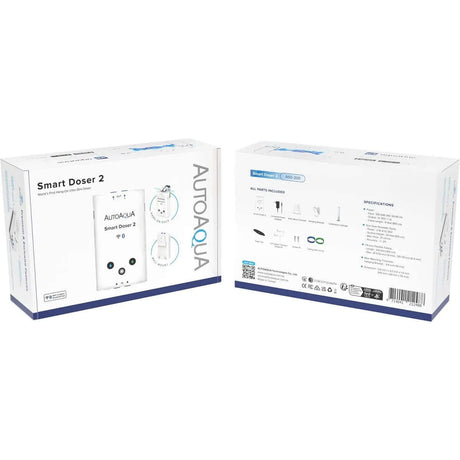 AutoAqua Smart Doser 2 Hang On Dosing Pump packaging featuring app-controlled dosing features.