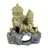 Baboon Skull Castle Ornament featuring turrets and stone detailing for aquarium decor.