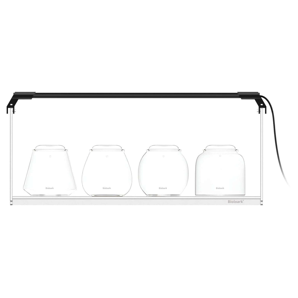 Bioloark Bubble Cup Set with Lighting and Stand LH-02 showcasing four unique cups in a modern display system.