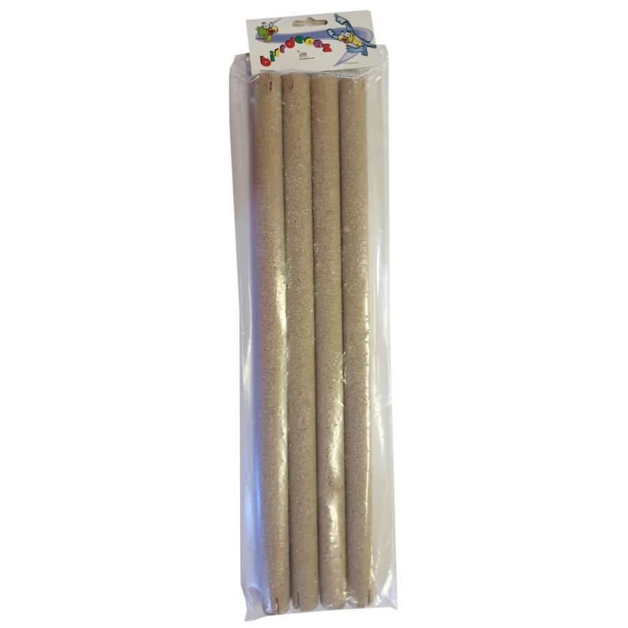 Pack of four Bird Sand Perches for birds, featuring a sand-coated surface for optimal grip and comfort.