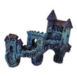 Blue Castle Aquarium Ornament featuring medieval towers and textured stone-like walls for aquarium decor.