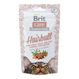 Brit Care Hairball Snack for Cats 50g, effective treat for hairball prevention with psyllium and salmon oil.
