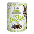 Brit Care Superfruits Chicken Cat Snack 100g, grain-free crunchy treats with sea buckthorn and blueberries for adult cats.