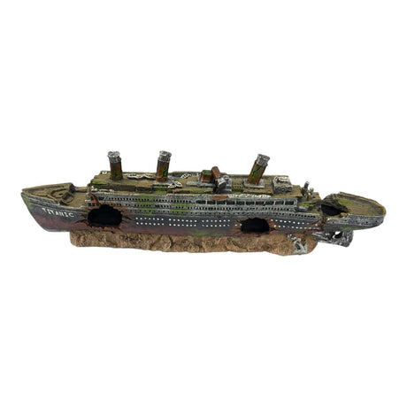 Broken Titanic Ship Ornament detailed shipwreck model featuring aged hull and unique design.