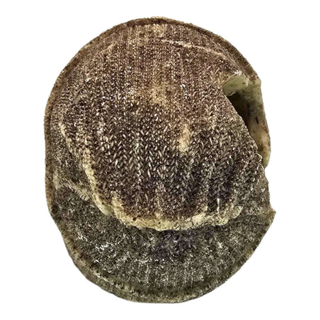Cozy brown knit-style beanie for aquarium skull ornament, featuring textured design and warm, earthy colors.
