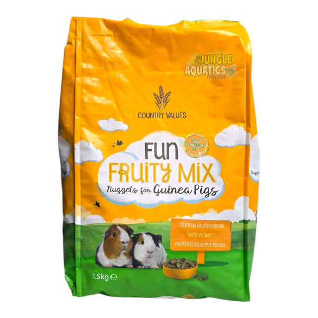 Burgess Country Values Guinea Pig Nuggets Fun Fruity Mix 1.5kg for guinea pigs with vitamins and added fruity flavor.