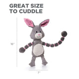Charming Pet Thunder Tuggerz Bunny soft dog toy with measuring dimensions, perfect for tug-of-war and cuddling.