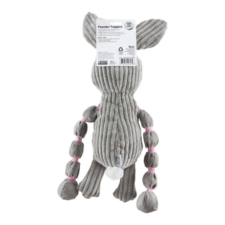 Charming Pet Thunder Tuggerz Bunny plush toy designed for tug-of-war and squeaky fun for dogs.