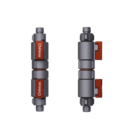 Chihiros Double Tap Quick Connector for aquarium filters, showcasing durable ABS construction and double-valve design.