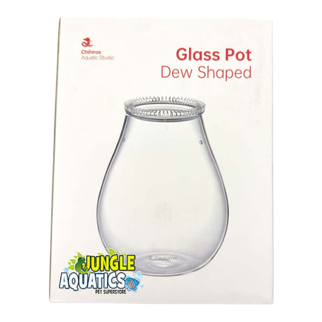 Chihiros Glass Pot Dew packaging showcasing the dew shaped glass pot for optimal plant care.