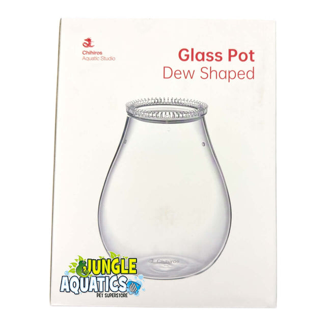 Chihiros Glass Pot Dew packaging showcasing the dew shaped glass pot for optimal plant care.