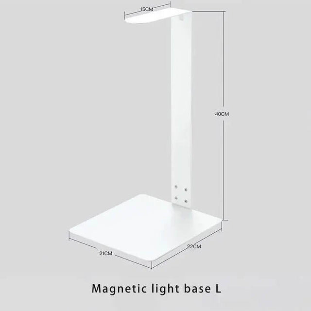 Chihiros Magnetic Light Base dimensions: 40cm tall, 21cm wide, 22cm deep; sleek white design for modern lighting solutions.