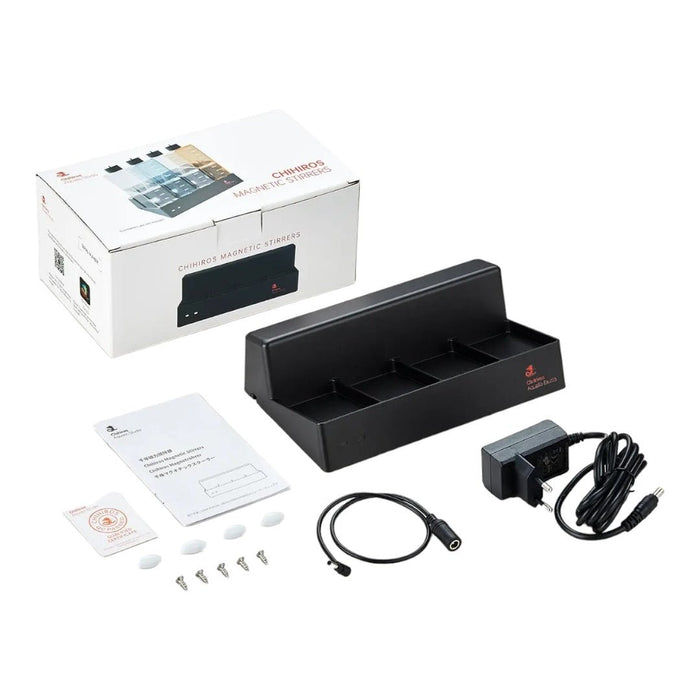 Chihiros Magnetic Stirrers set, including unit, power adapter, manual, and accessories for setup.