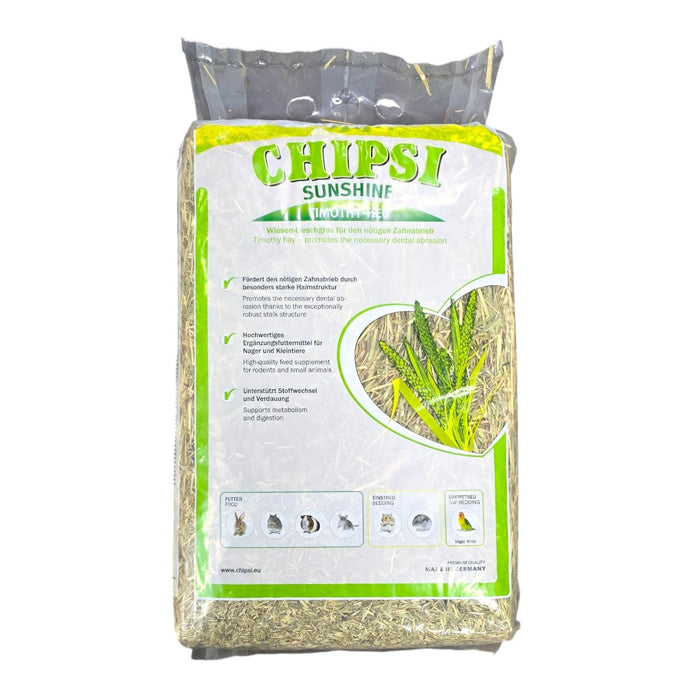 Chipsi Sunshine Timothy Hay 800g - nutritious plant food for small animals, promotes tooth health and high fiber content.