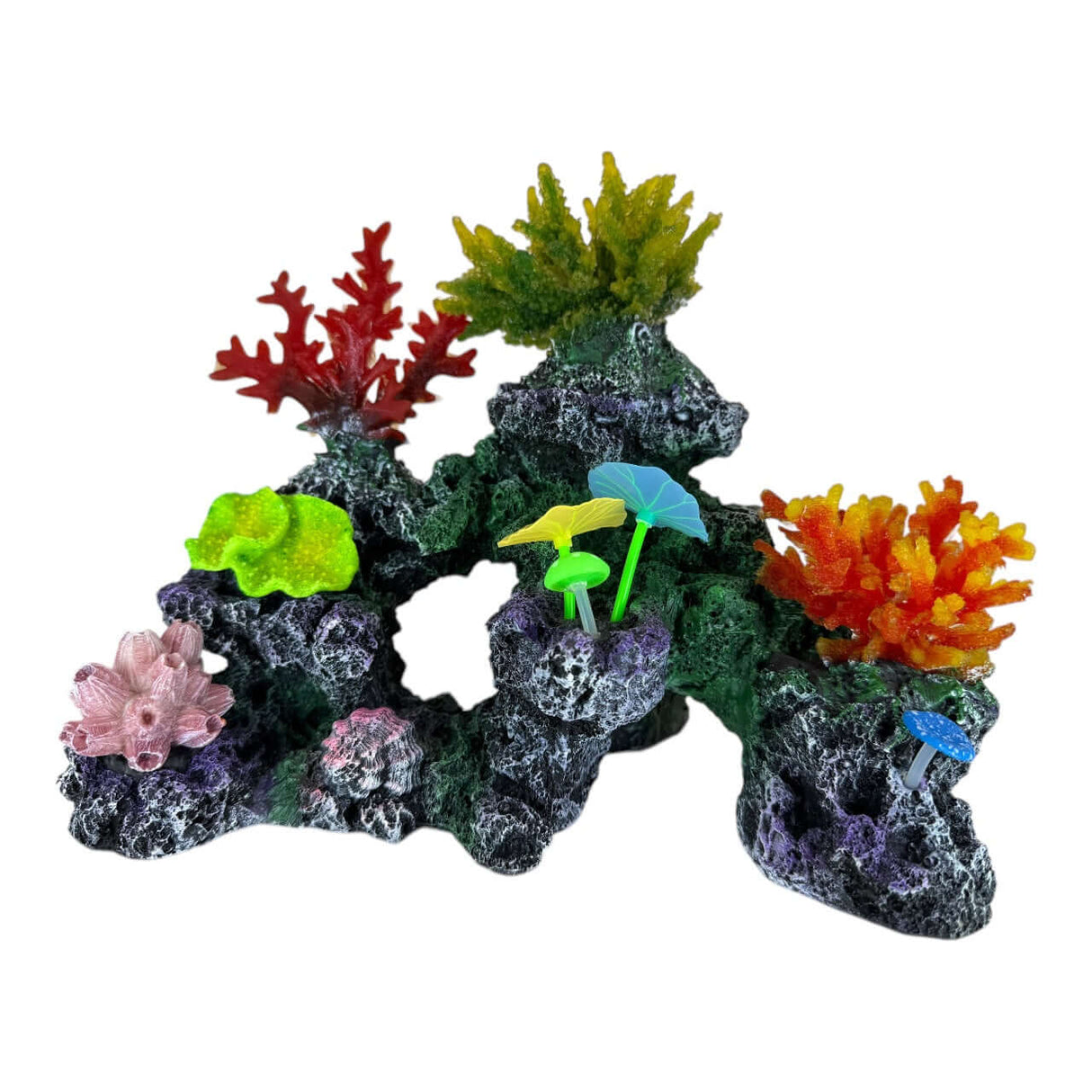 Colorful Coral Rock Aquarium Ornament with vibrant textures and shapes for a beautiful underwater scene.