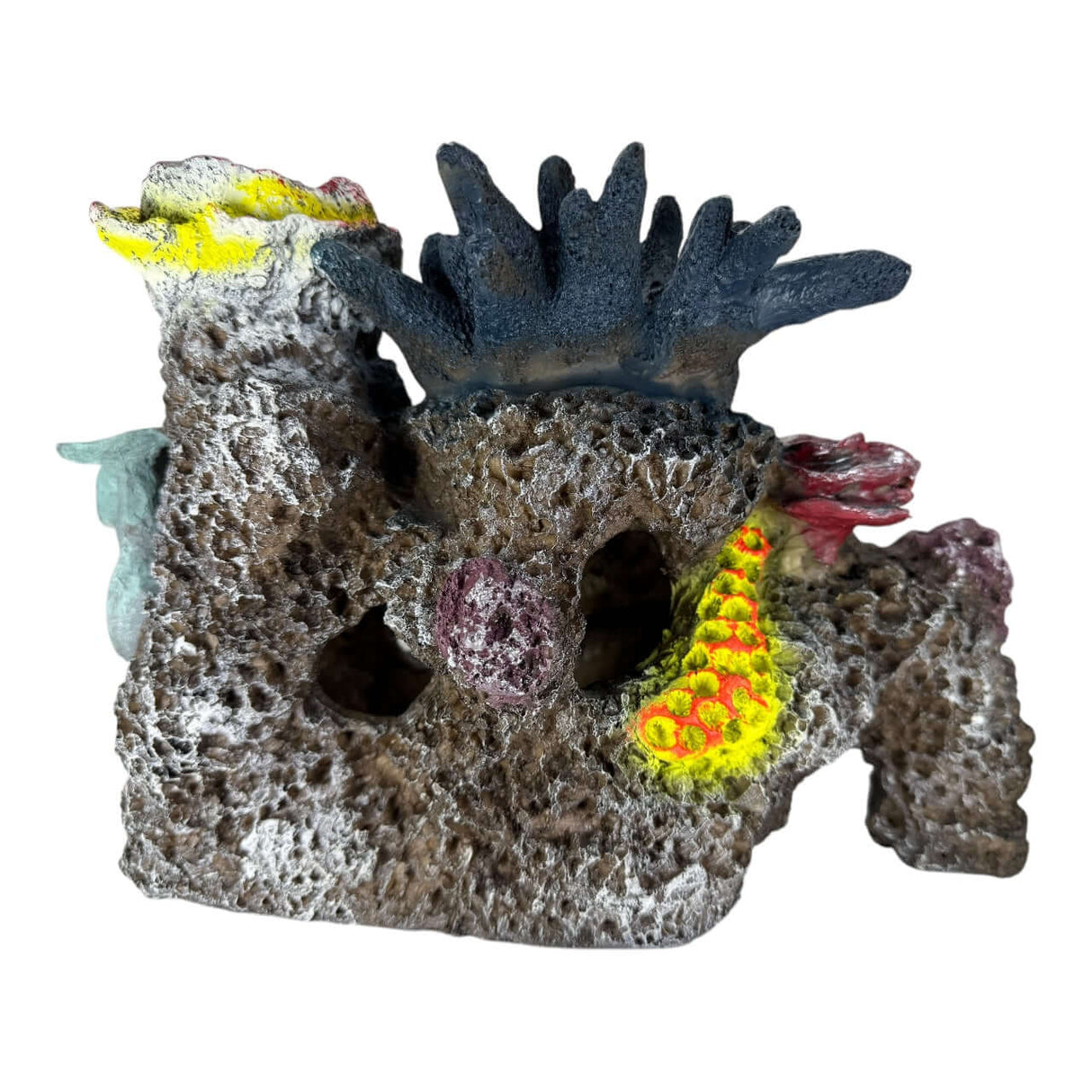 Corals on Rock Large Aquarium Ornament, detailed coral reef design for vibrant aquarium decor.