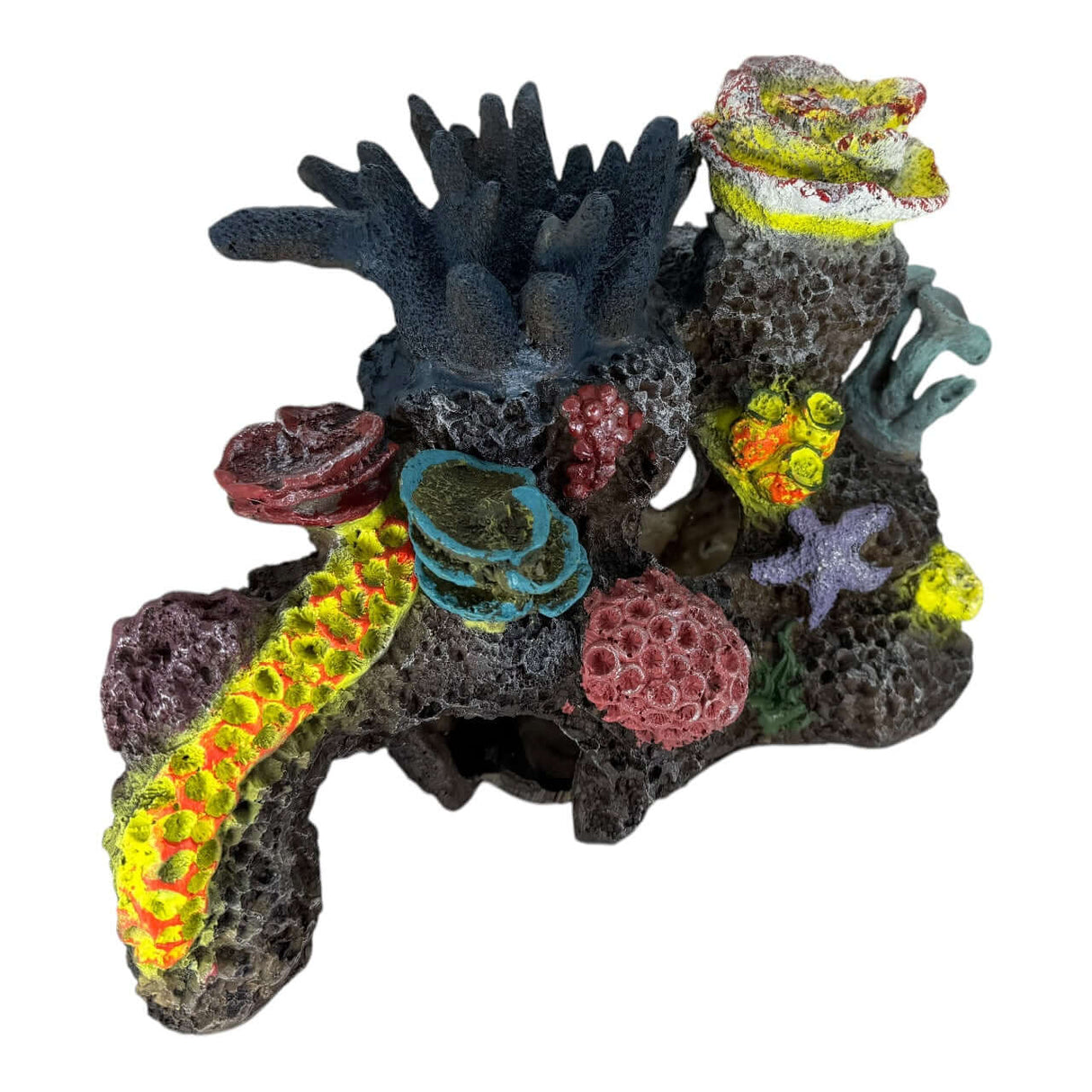 Corals on Rock Large Aquarium Ornament, detailed reef structure with colorful corals, enhances aquarium beauty.