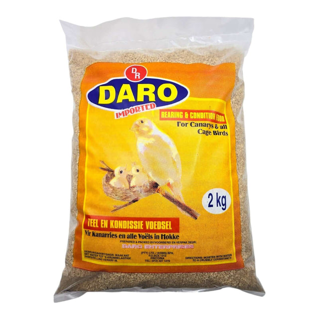 Daro Rearing and Conditioning Food for canaries and caged birds in a 2 kg bag, ideal for optimal bird health.