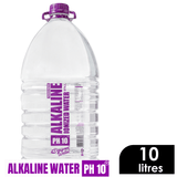 Designer Water Alkaline Ionized Water Still 10 liters bottle with pH 10 for enhanced hydration and energy.