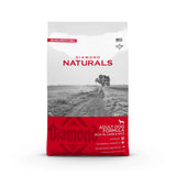 Diamond Naturals Adult Dog Formula Rich in Lamb and Rice Dry Dog Food packaging image featuring a scenic landscape.
