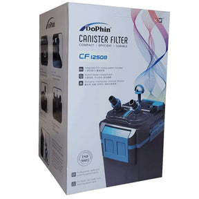 Dophin Canister Filter CF12508 - 1450L/H packaging with integrated CO2 mixing system and built-in heater compartment