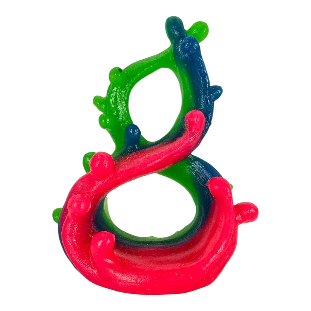 Colorful Double Twist Wave Betta Decoration in vibrant pink, green, and blue, perfect for aquarium enhancement.