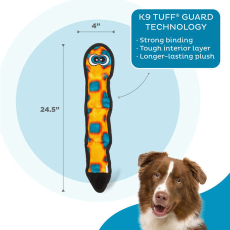 Durablez Snake Large plush dog toy featuring K-9 TUFF GUARD technology for tough play and cuddly fun.
