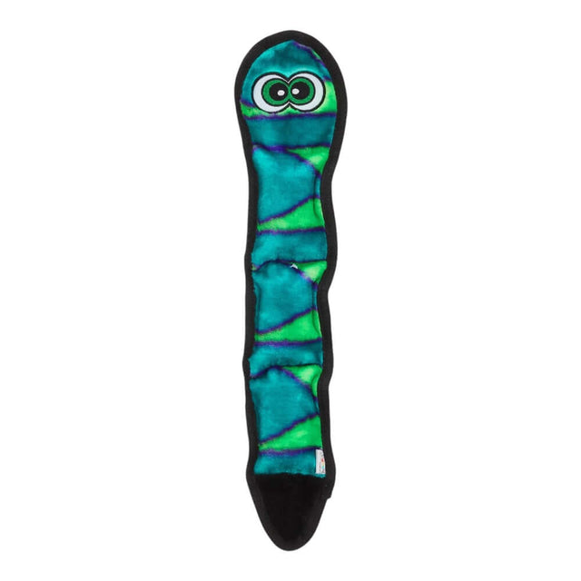 Durablez Snake Large plush dog toy in vibrant colors, designed for tough play with cuddly experience and no stuffing.